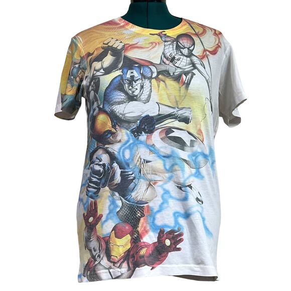 Vintage Marvel Comics Superheroes Licensed Sublimated Tee Shirt - Picture 1 of 11